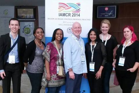 Sisanda Nkoala (2nd from left) with friends at IAMCR in Hyderabad