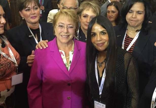 Michelle Bachelet, President of Chile and Former head of UN Women, with Aimée Vega