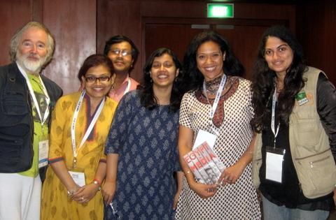 Geisa, second from right, with other members of the Comic Art Working Group in Hyderabad