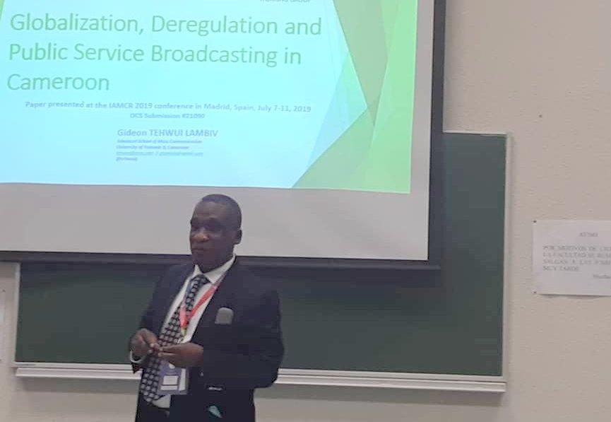 Gideon Tehwui Lambiv presenting his paper at IAMCR 2019