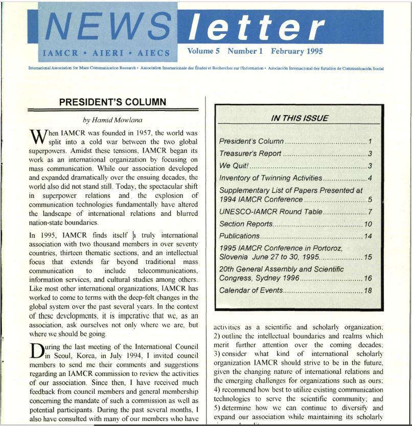 Newsletter February 1995 Vol 5 No 1